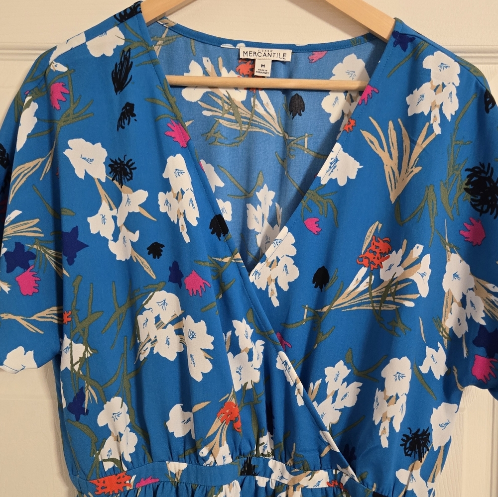 J. Crew Floral Blue And White Faux Wrap Dress Size Medium - Picture 9 of 12